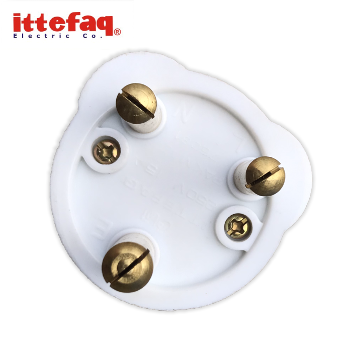 Ittefaq 30A 3 Pin Male Power Plug Top (Shoe) Porcelain Base High Quality with 2 pin on back option