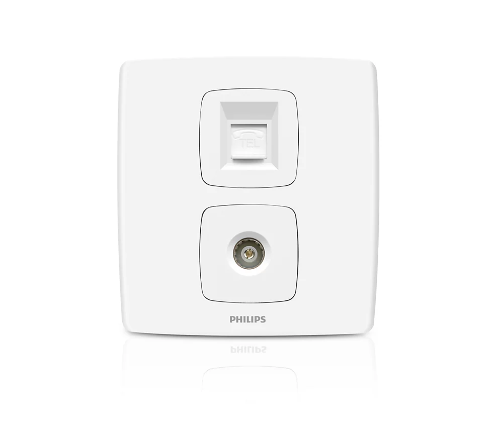 Philips LeafStyle Telephone Socket & TV Socket
