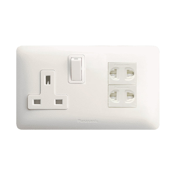 Panasonic 1G 13A BS Socket + 2G یونیورسل ساکٹ (تھائی لینڈ) 