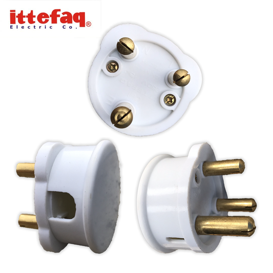 Ittefaq 30A 3 Pin Male Power Plug Top (Shoe) Porcelain Base High Quality with 2 pin on back option
