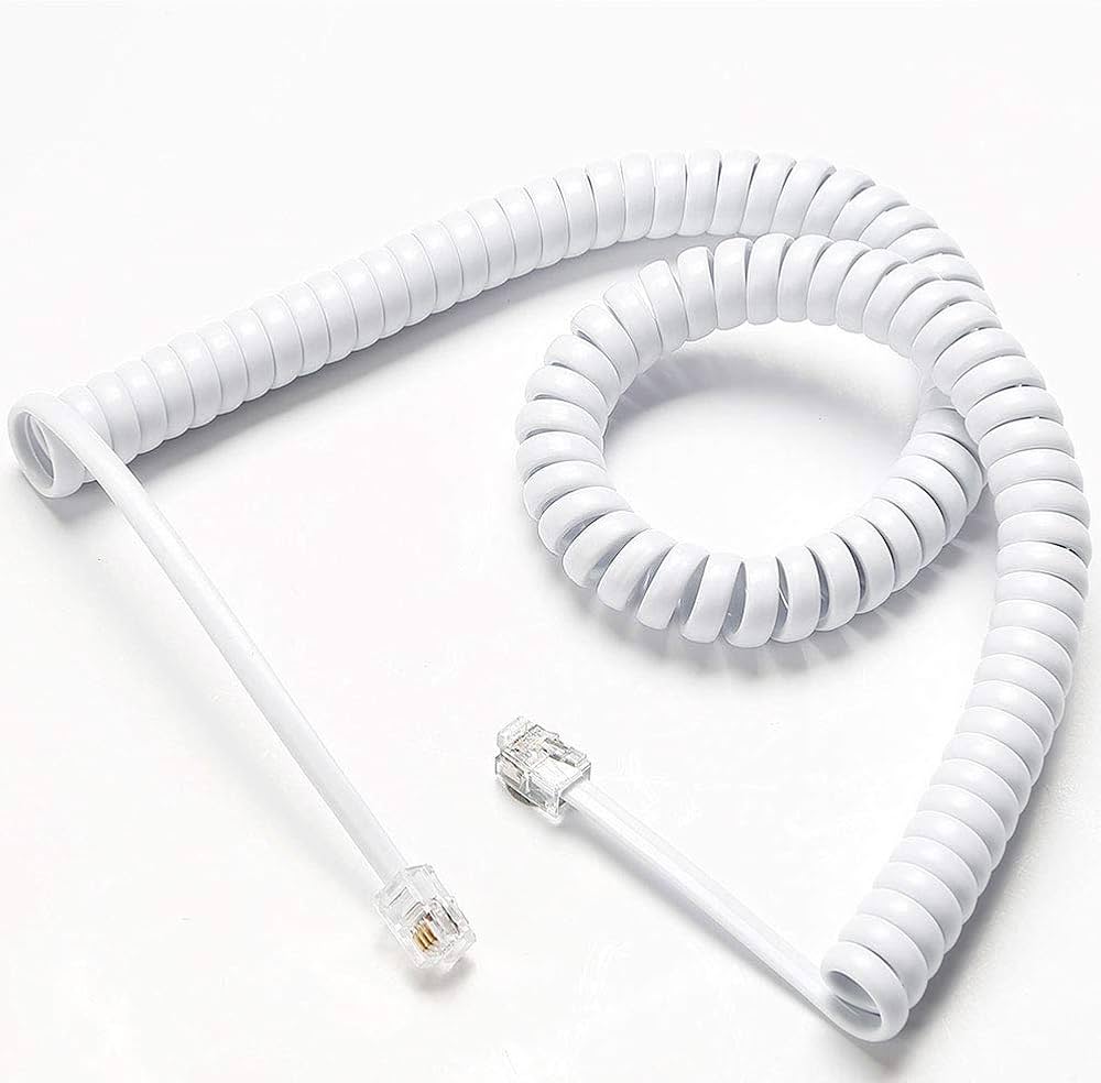 Telephone Cord, telephone Reciver cable Phone Cord,Handset Cord, Black & White Color Universally Compatible
