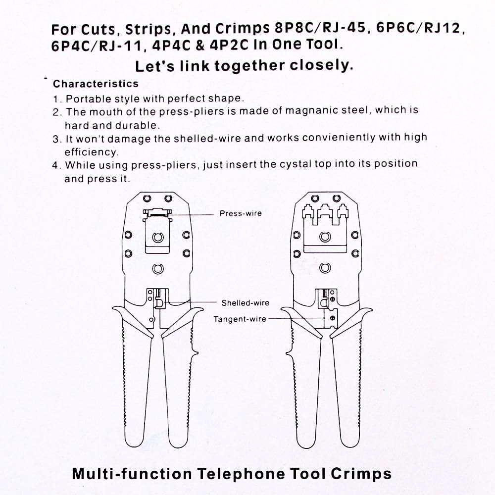 3-in-1 Network Crimper Plier RJ11/RJ12/RJ45 4P4C Lan Cable Modular Crimping Plier Tool