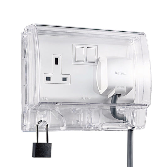 Clopal IP55 Weatherproof Socket Protection Cover Transparent with Lock Option