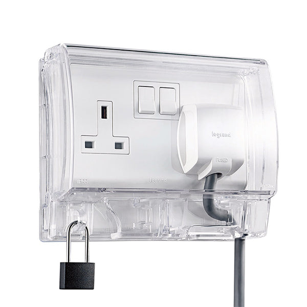 Clopal IP55 Weatherproof Socket Protection Cover Transparent with Lock Option