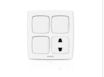 Philips LeafStyle 3 Gang 1 Way Switch + 1 Socket