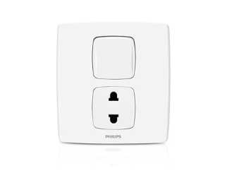 Philips Leafstyle 1 Gang 1 Way Switch + 2P Socket