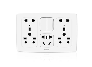 Philips Leafstyle Double Multi Socket + 5P Socket + Switch