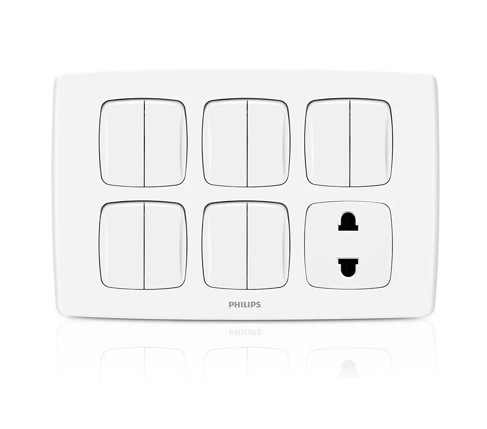 Philips Leafstle 10 Gang 1 Way Switch + 2P Socket