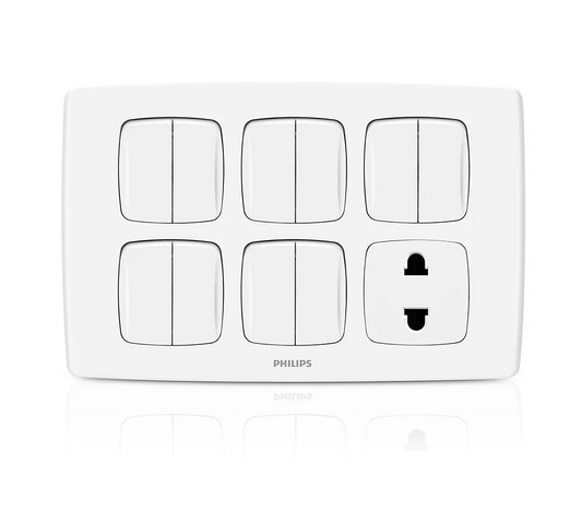 Philips Leafstle 10 Gang 1 Way Switch + 2P Socket
