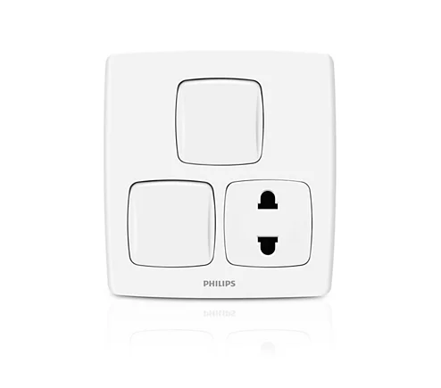 Philips Leafstyle 2 Gang 1 Way Switch + 2P Socket