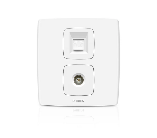 Philips LeafStyle Telephone Socket & TV Socket