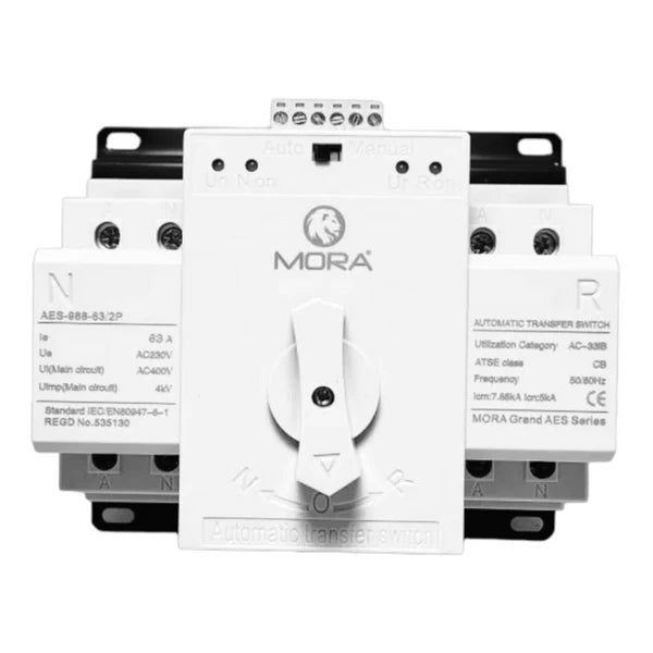 Auto/Manual Changeover (ATS) Mora 63A 2 Pole for Single Phase
