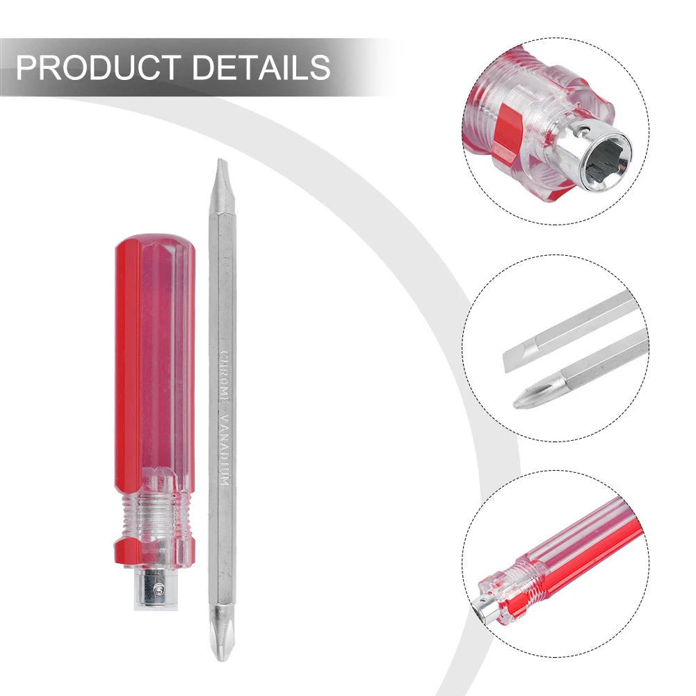 Screw Driver 2 in 1 Big & Small Red & Black Double Head Screwdriver (+ & -)