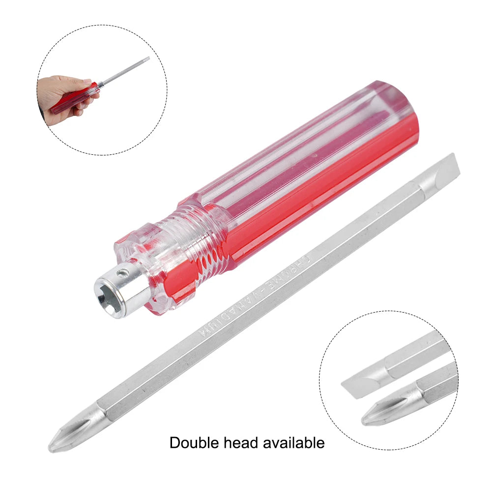 Screw Driver 2 in 1 Big & Small Red & Black Double Head Screwdriver (+ & -)
