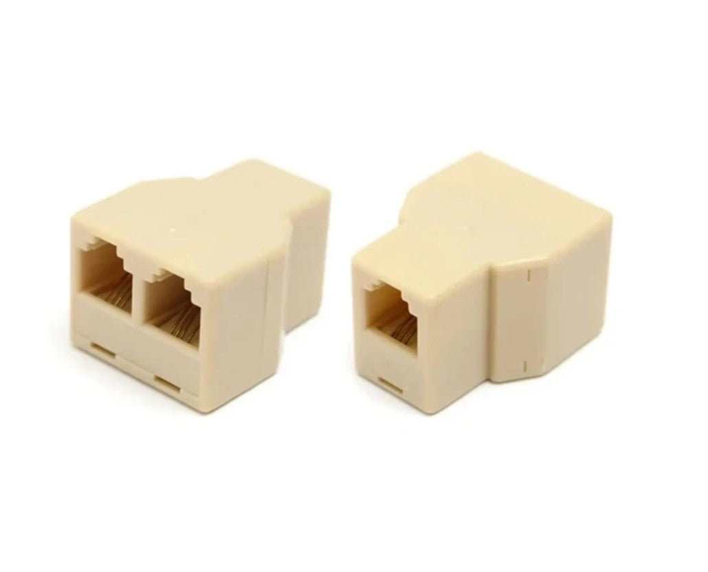 Phone Splitter 3 Way Telephone Adapter RJ11 -6P4C 1 Female to 3 Females for Landline and Fax Ivory