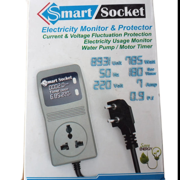 Protector For TV, Motor Pump, with Timer and voltage Screen- Smart Socket
