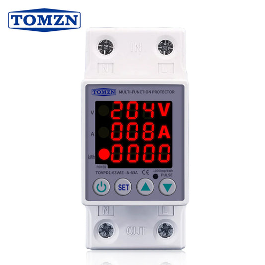 Tomzn 3in1 Volt+Ampere+Kilowatt Protector Device 63A 2 Pole